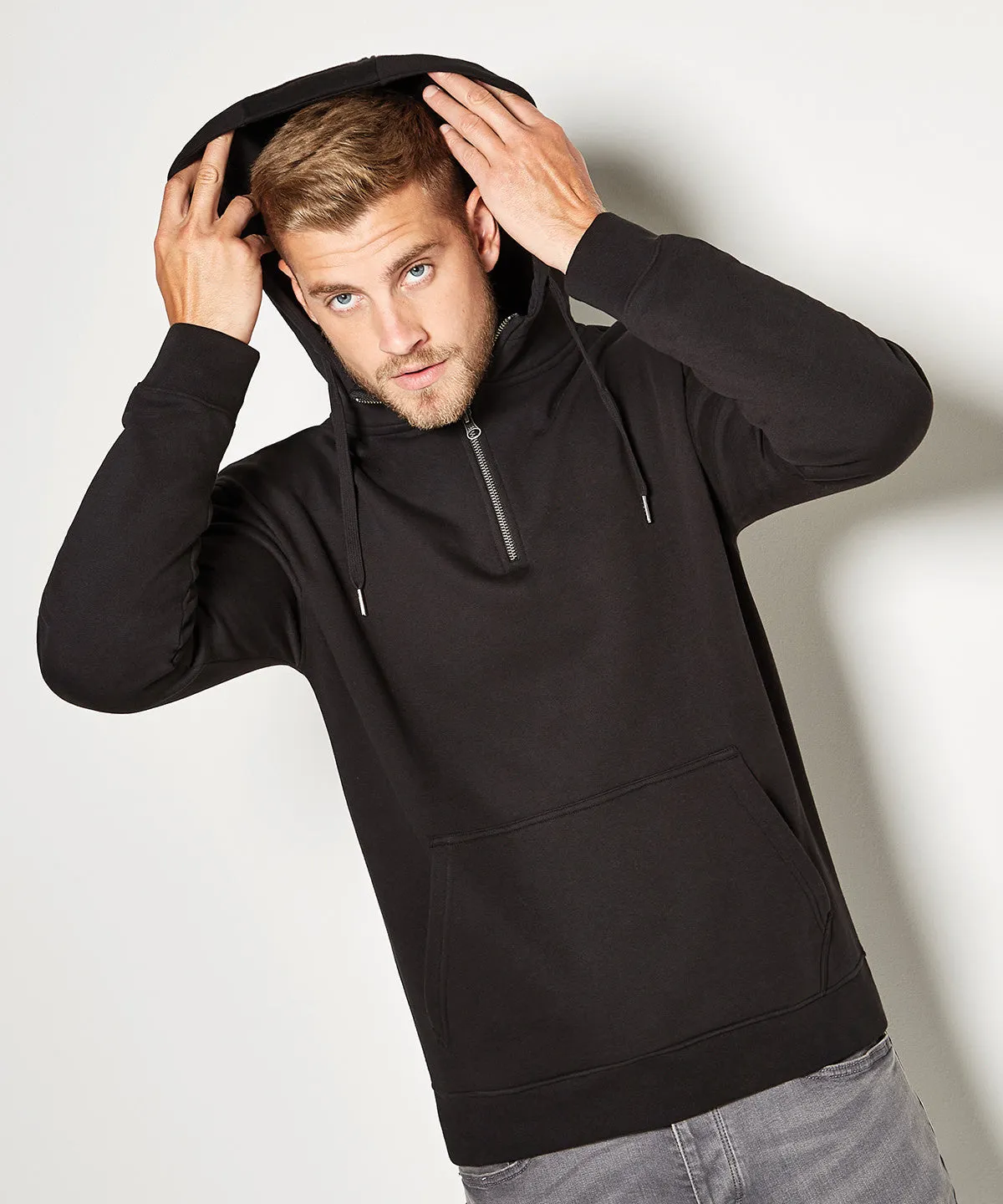 Regular Fit Quarter Zip Hoodie | BLACK trail gear