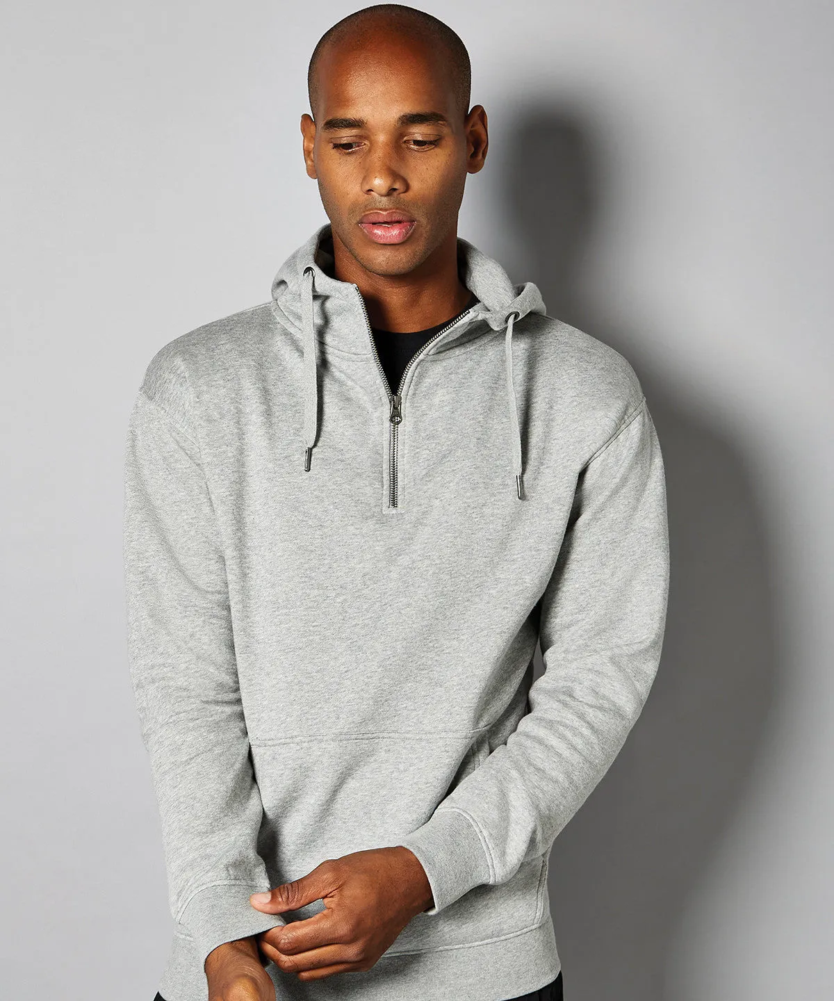 Regular Fit Quarter Zip Hoodie | BLACK thermal layer City Walk