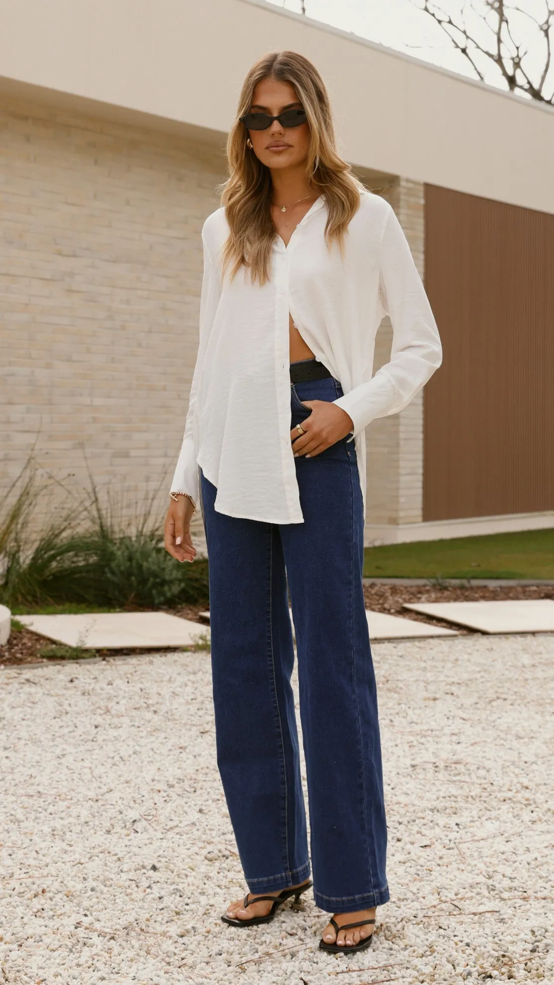 Casual Fashion Smile Glow Juliana Button Up Shirt - White