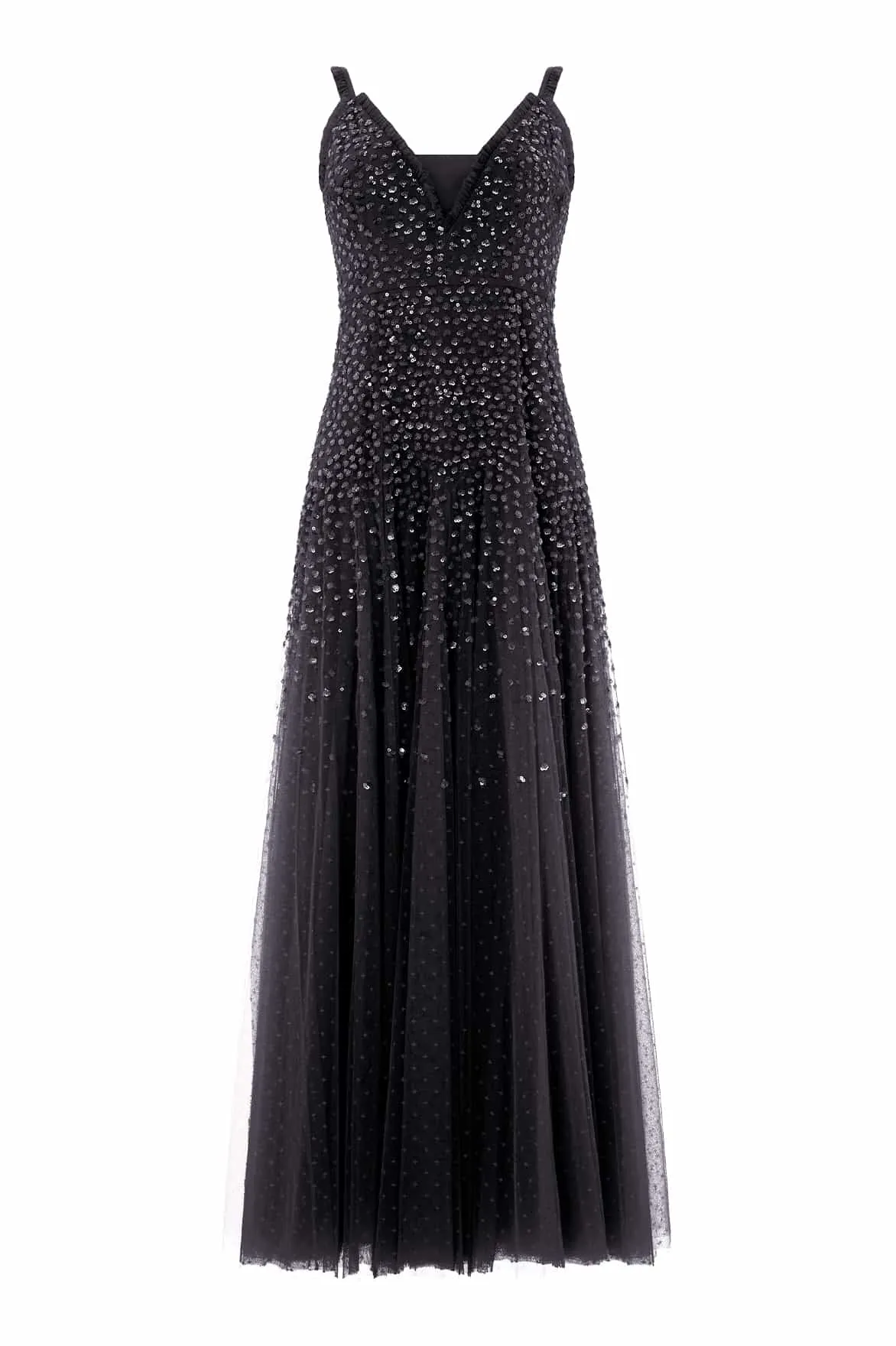 Sequin Cascade Cami Plunge Gown Chilly Weather Wear Effortless Layering