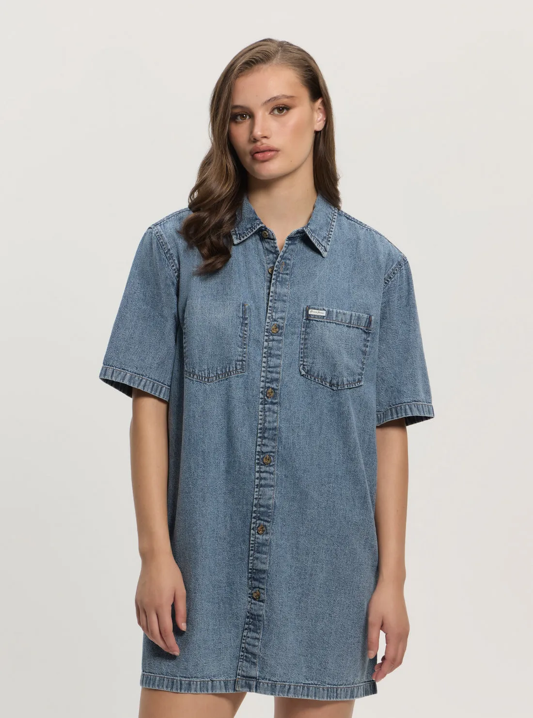 Bright Bloom Guess Jeans Oversize Shirt Denim Dress