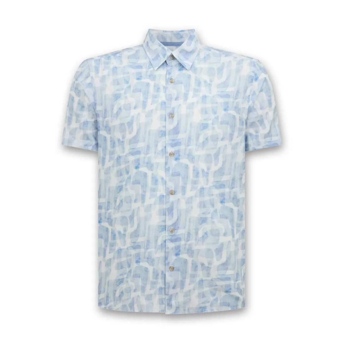 Remus - Oscar Slim Fit Printed SS Shirt in Sky Blue Perfect Comfort Wear Skin Friendly Blends