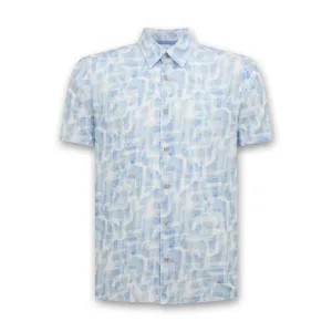 Remus - Oscar Slim Fit Printed SS Shirt in Sky Blue Perfect Comfort Wear Skin Friendly Blends