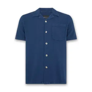 Remus - Paolo Tapered Fit Cotton-Linen SS Shirt in Navy Soft Layers