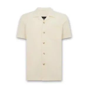 Remus - Paolo Tapered Fit Cotton-Linen SS Shirt in Stone Casual Chic Sporty Layer
