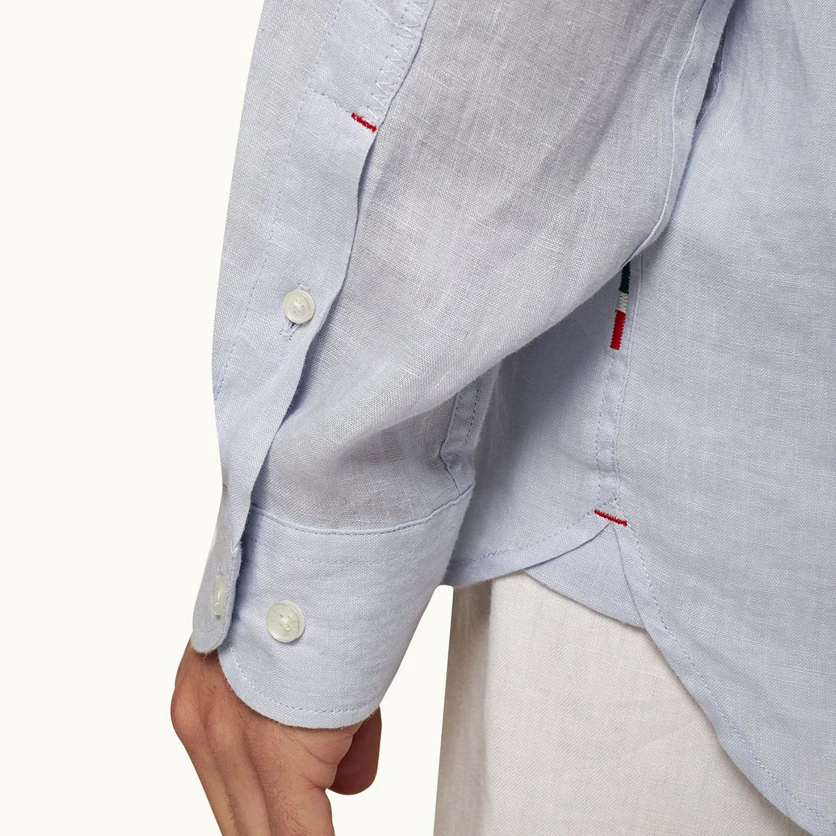 loose but not baggy Orlebar Brown - Justin Linen Shirt in Hush