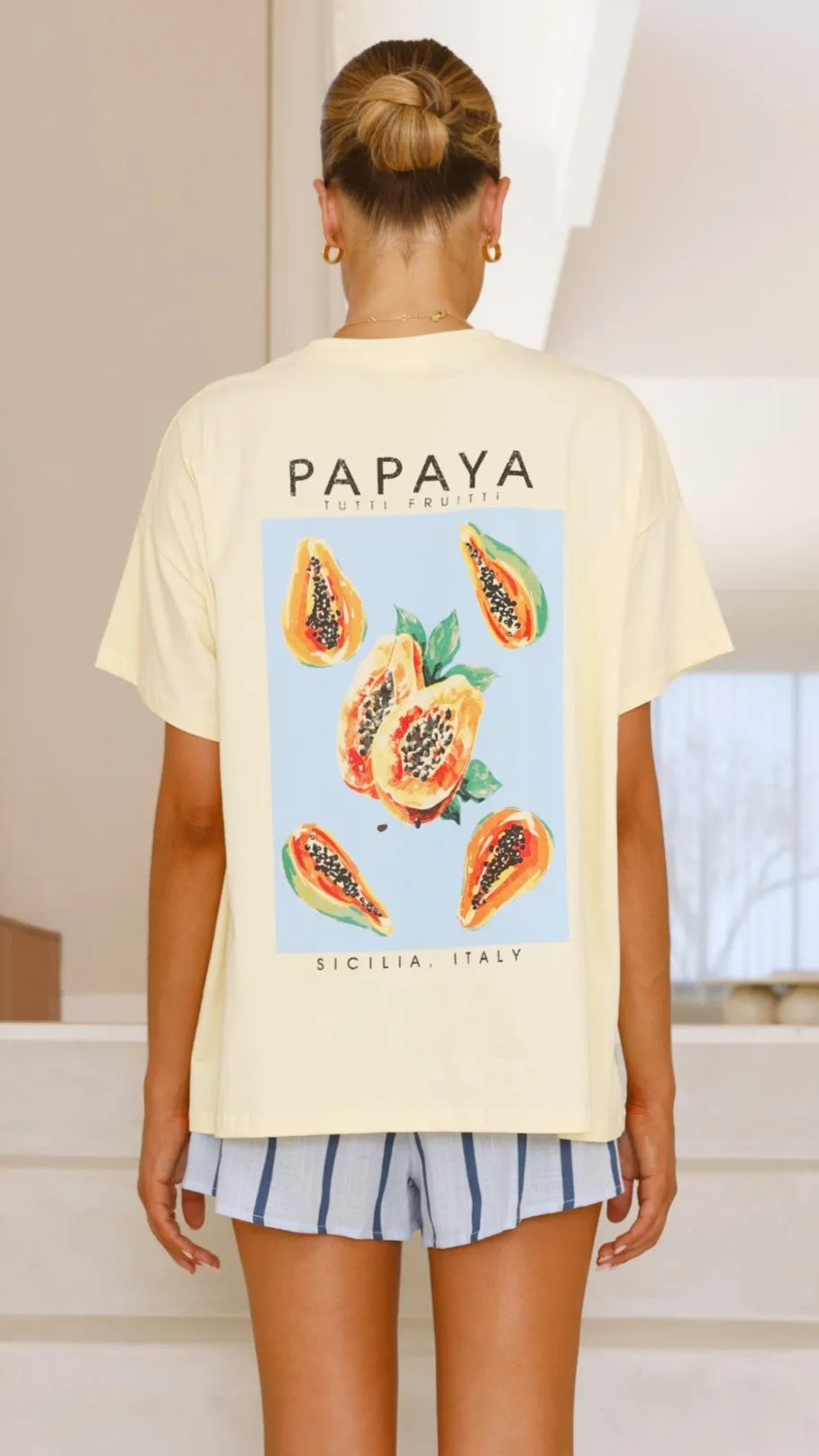 Warm Layers Organic Cotton Papaya Top and Shorts Set - Yellow/Blue