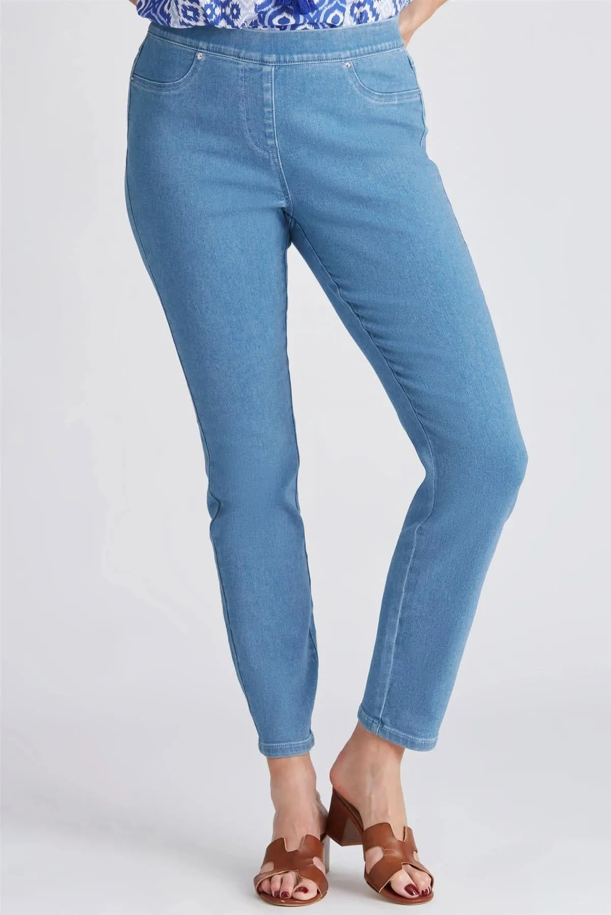 Rainy Day Vintage Lover Ribbed Waist Pull On Jeans