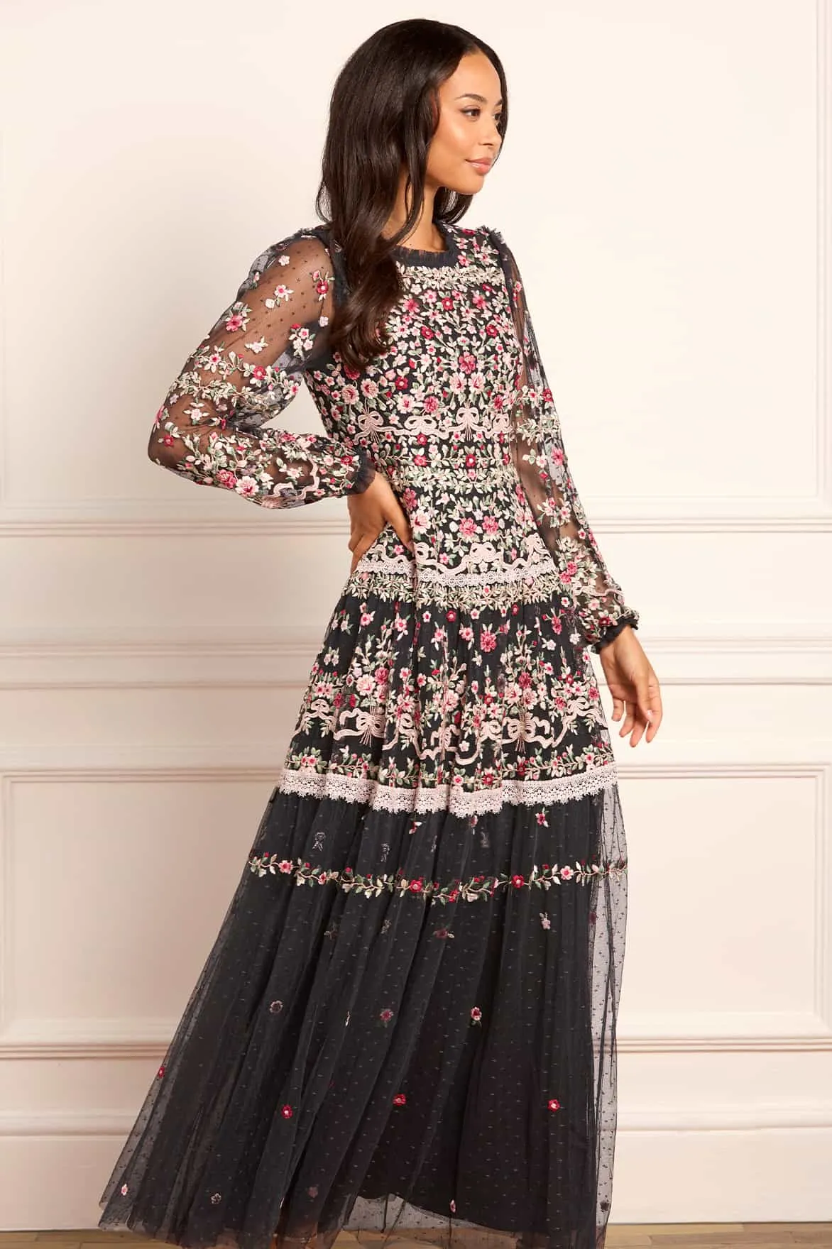 Ribbon Bouquet Gown Sleek Volume Delicate Touch