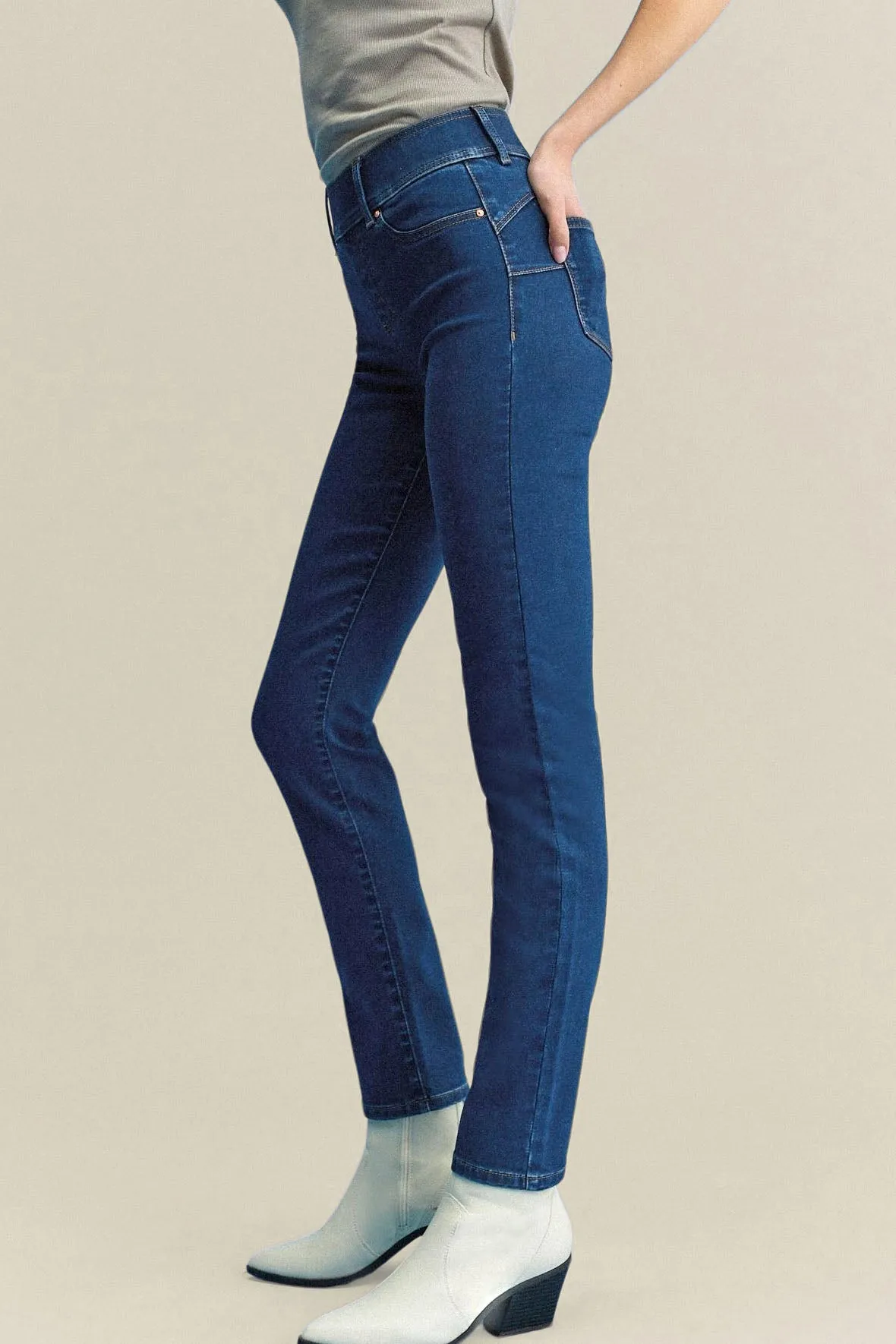 Sculpted High Waist Jeggings Stain Release Finish Elegant Travel Outfit Minimalist Style