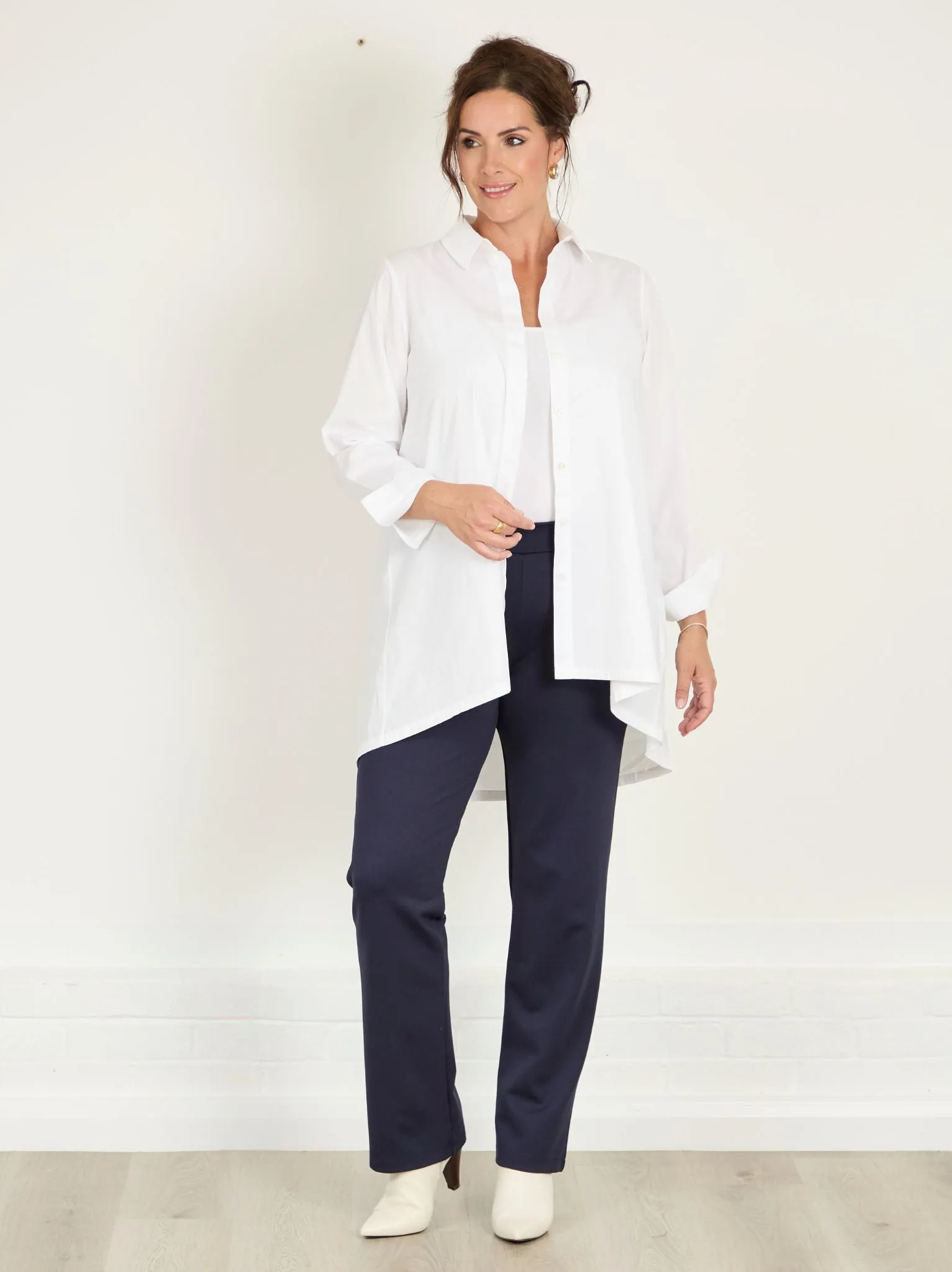 Sporty Look Cozy Waist Roberta Ponte Di Roma Trouser - Navy