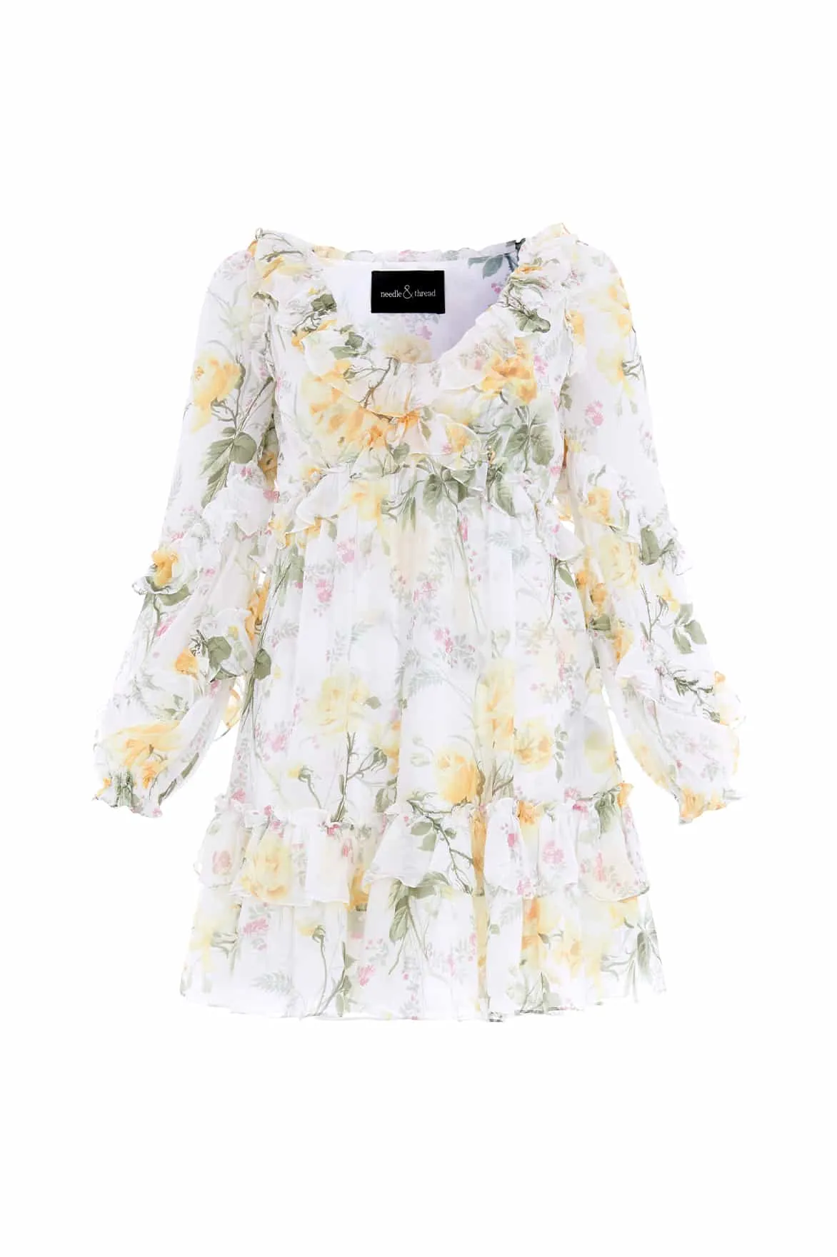 Rose Chiffon Long Sleeve Micro Mini Dress Elegant Outline Bold Touches