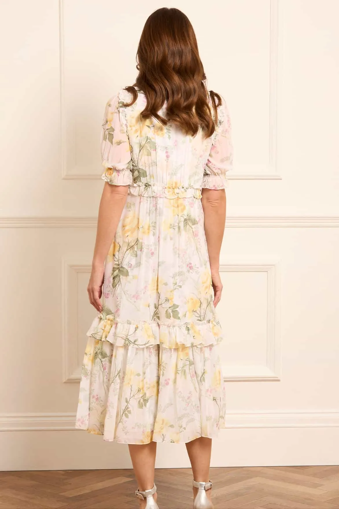 Rose Chiffon Short Sleeve Ballerina Dress Smooth Vibes Basic Shape