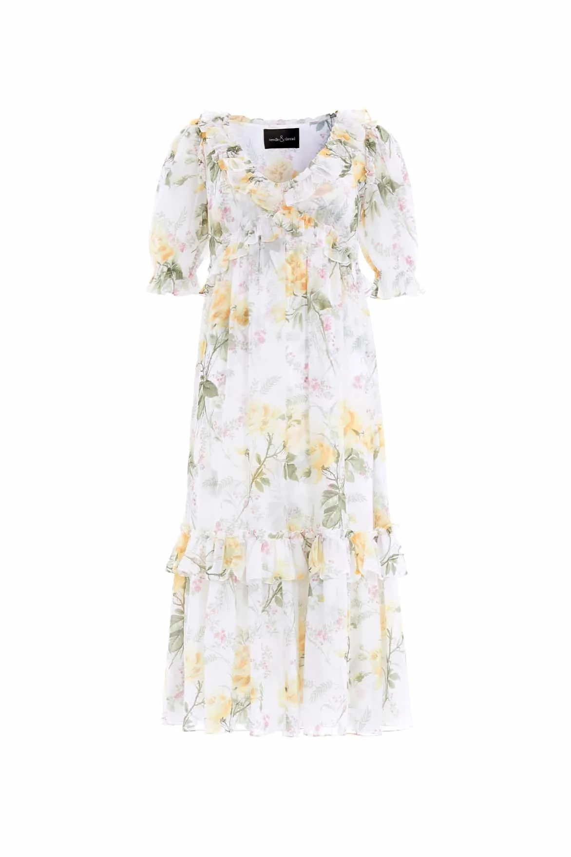 Elegant brunch outfit Body Confidence Rose Chiffon Short Sleeve Ballerina Dress