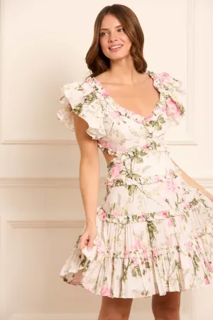 Pleat Breeze Gentle Motion Rose Cotton Backless Mini Dress