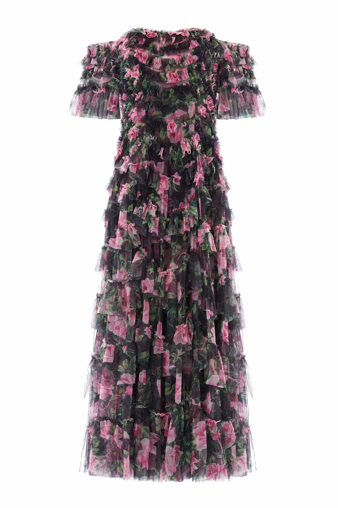 Halter-Neck Influencer-Style Rose Vine Aviana Off-Shoulder Gown