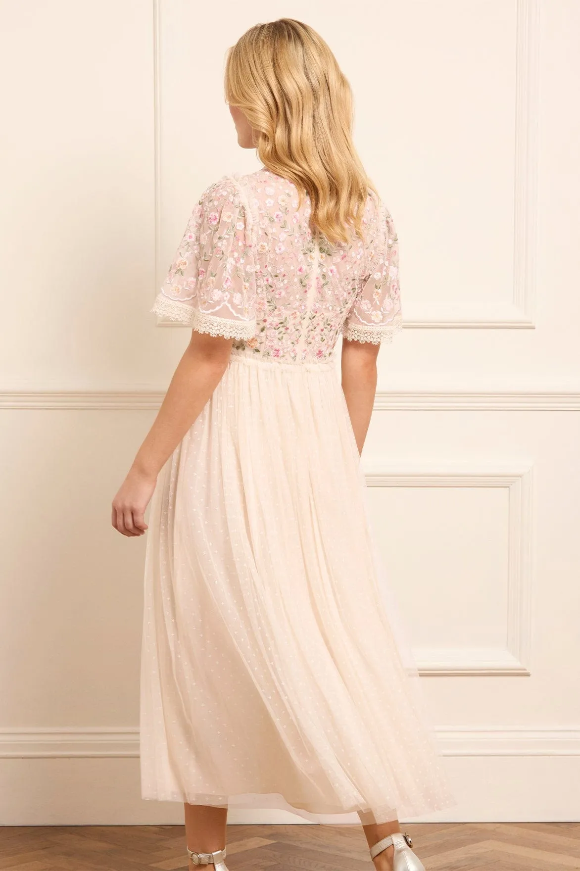 Fit Focused Rosie Lace Bodice Short Sleeve V-Neck Ballerina Dress