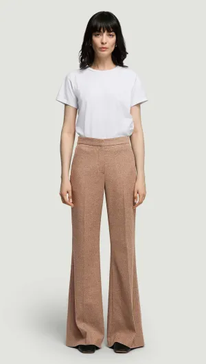 Tailored Flare Trouser in Double-Faced Wool | Oat Light Wear Fit Outfit Staple