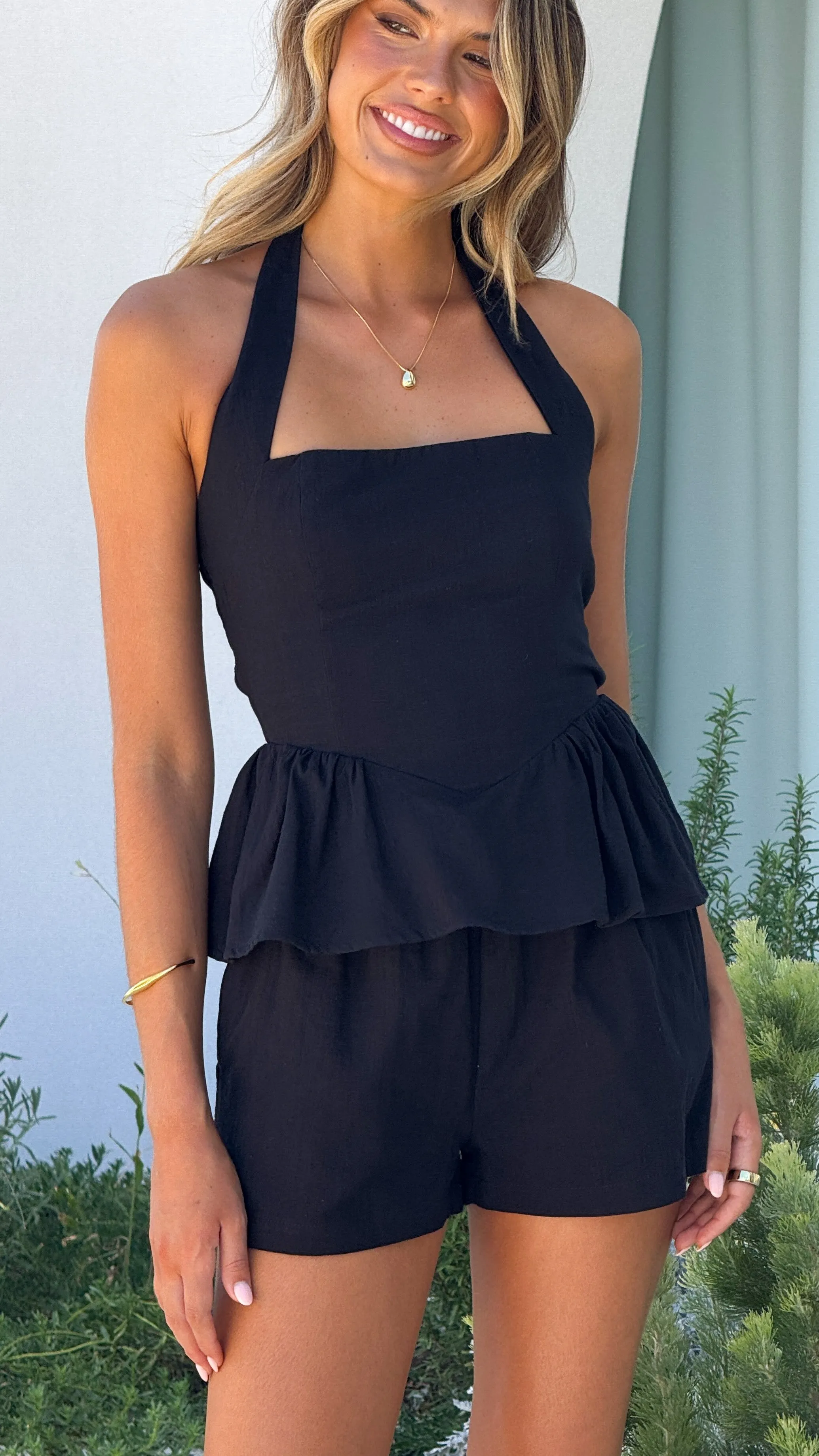 Rylie Halter Neck Top - Black Star Light