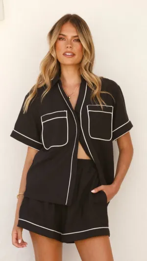 AntiPilling Zoom Proper Salome Button Up Shirt - Black/White