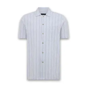 Remus - Parker Tapered SS Print Shirt in Light Blue Workout Gear Sport Flex