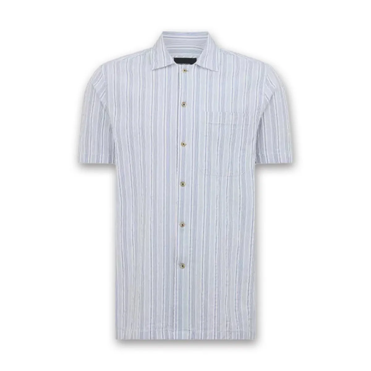 Remus - Parker Tapered SS Print Shirt in Light Blue Workout Gear Sport Flex