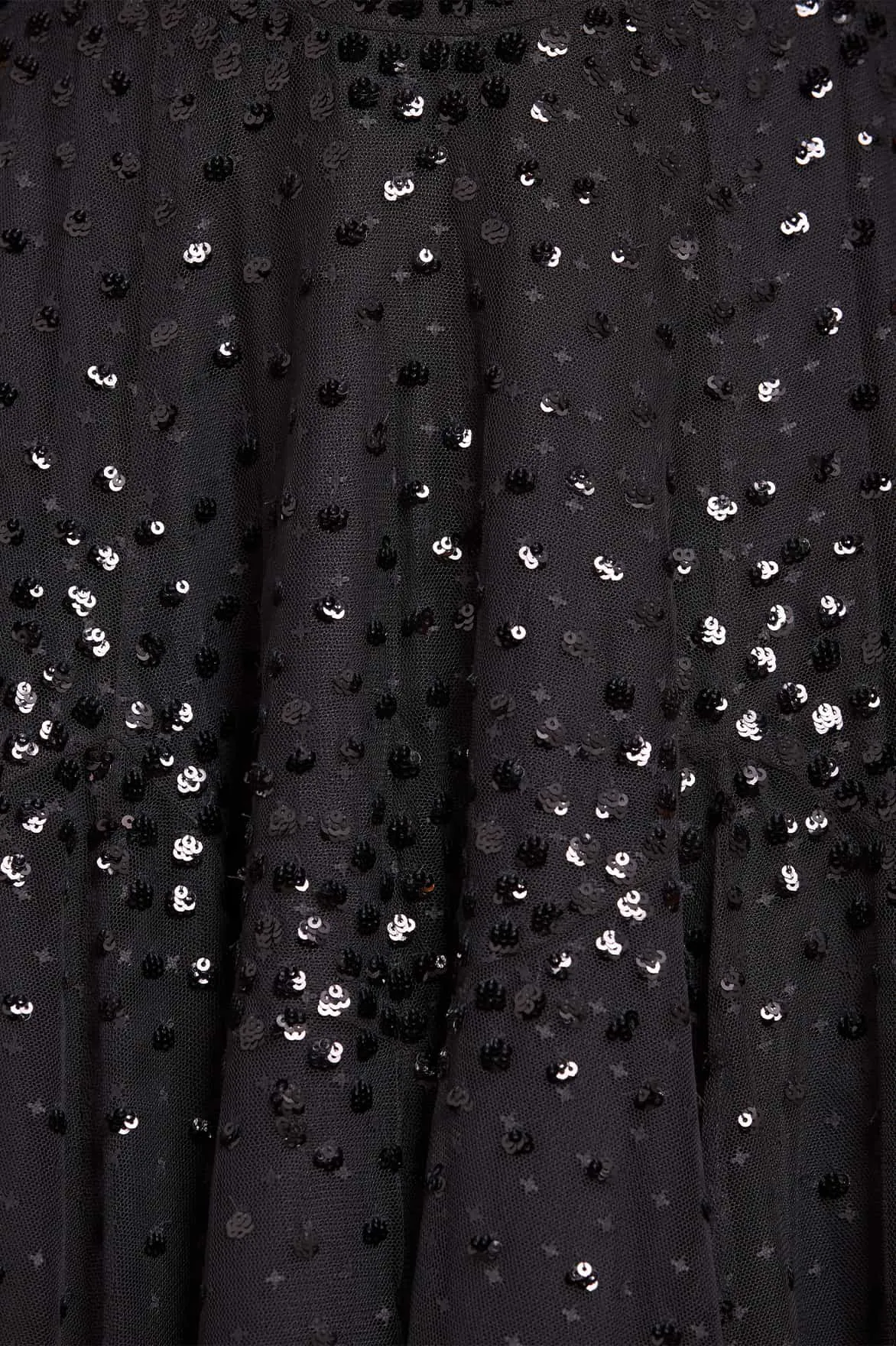 Floral Pattern Scallop Sequin Round Neck Ankle Gown