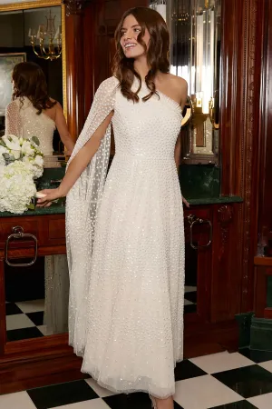 Scatter Dot One-Shoulder Ankle Gown Bare Glow animal-print