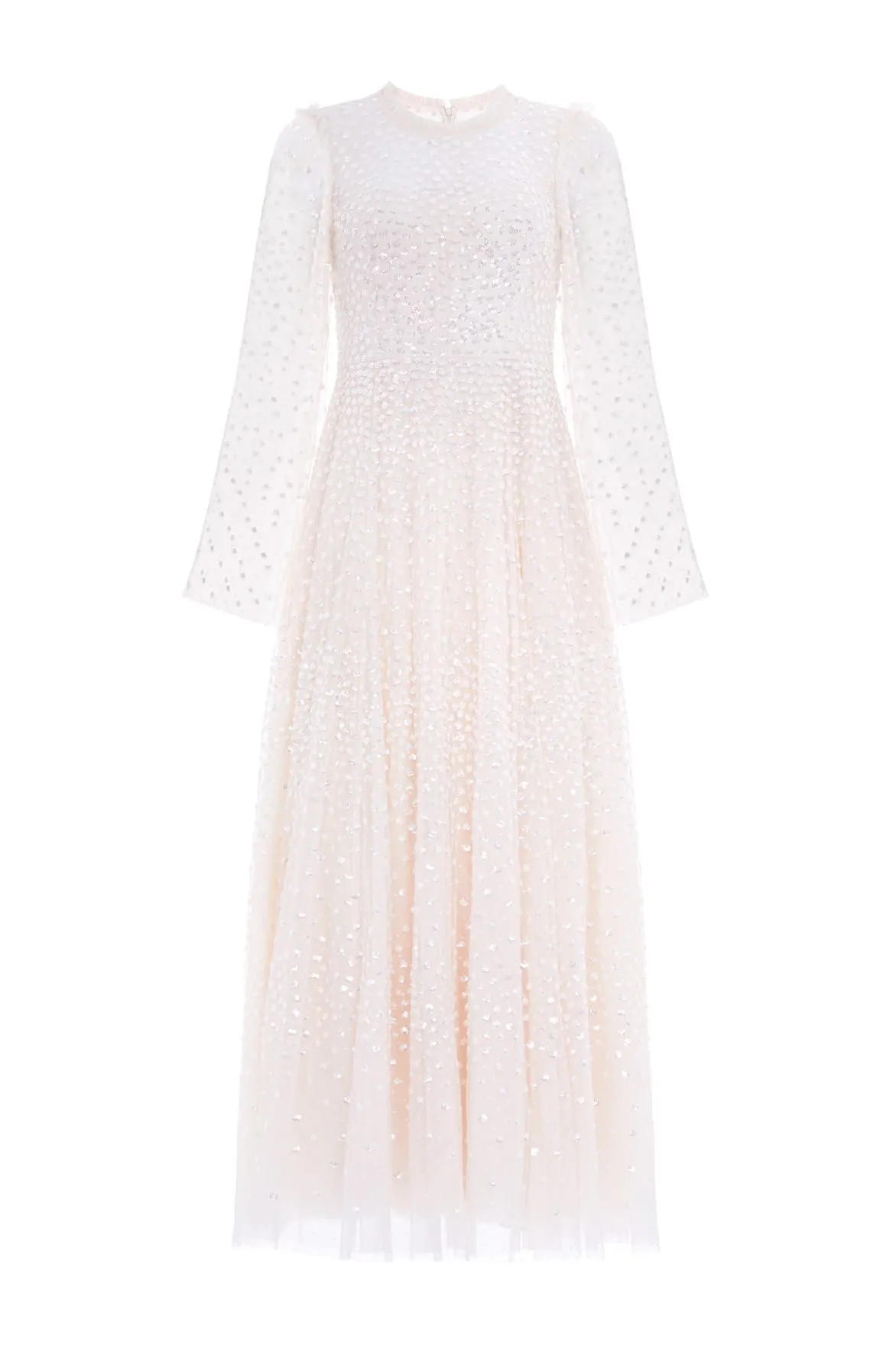 Classic Layering Lightweight Piece Scatter Dot Round Neck Ankle Gown