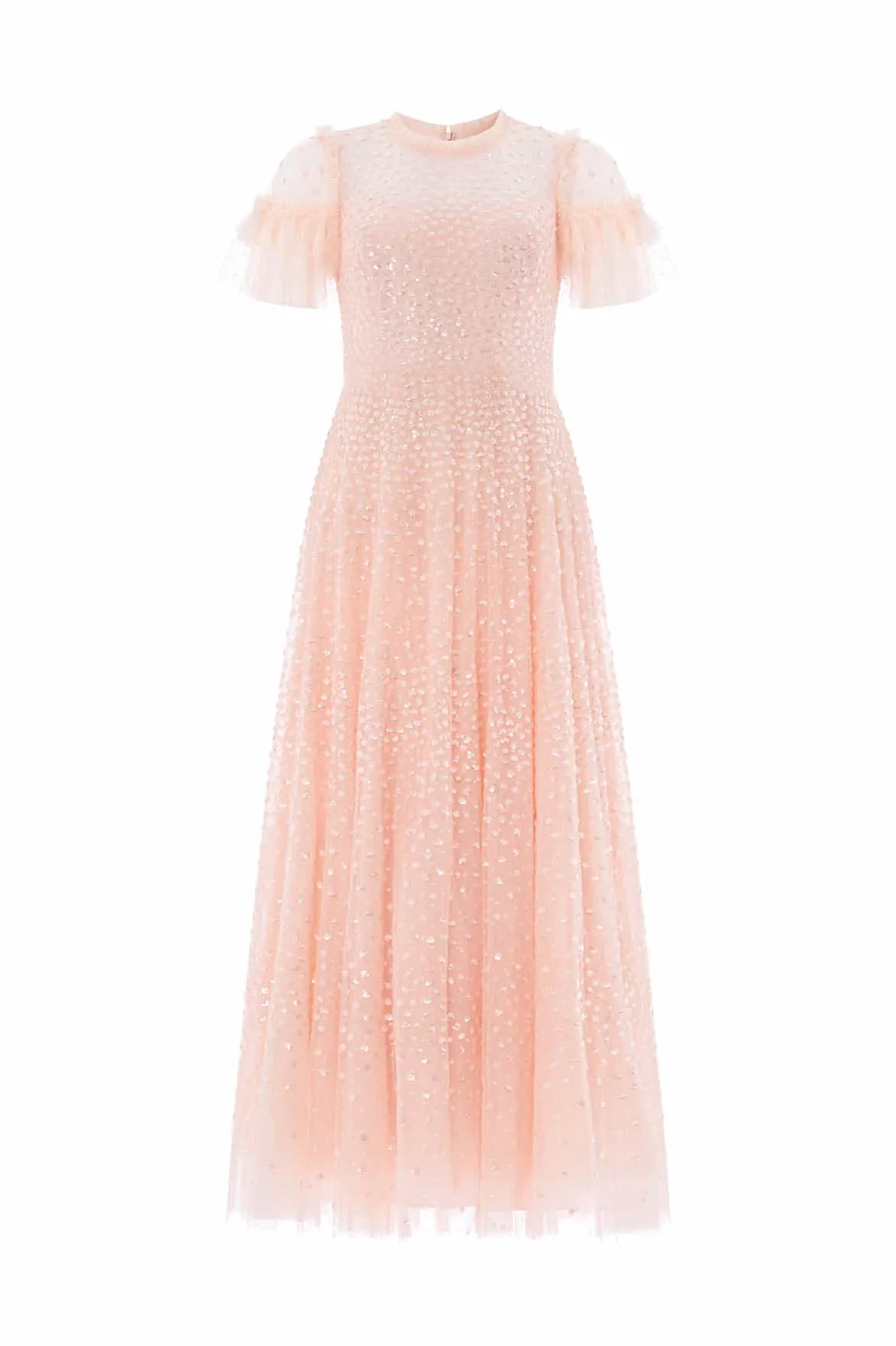 Scatter Dot Round Neck Short Sleeve Ankle Gown Chill Lines