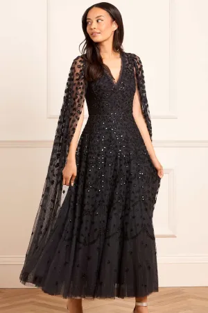 Relaxed Look Clover Cape Sleeve Ankle Gown