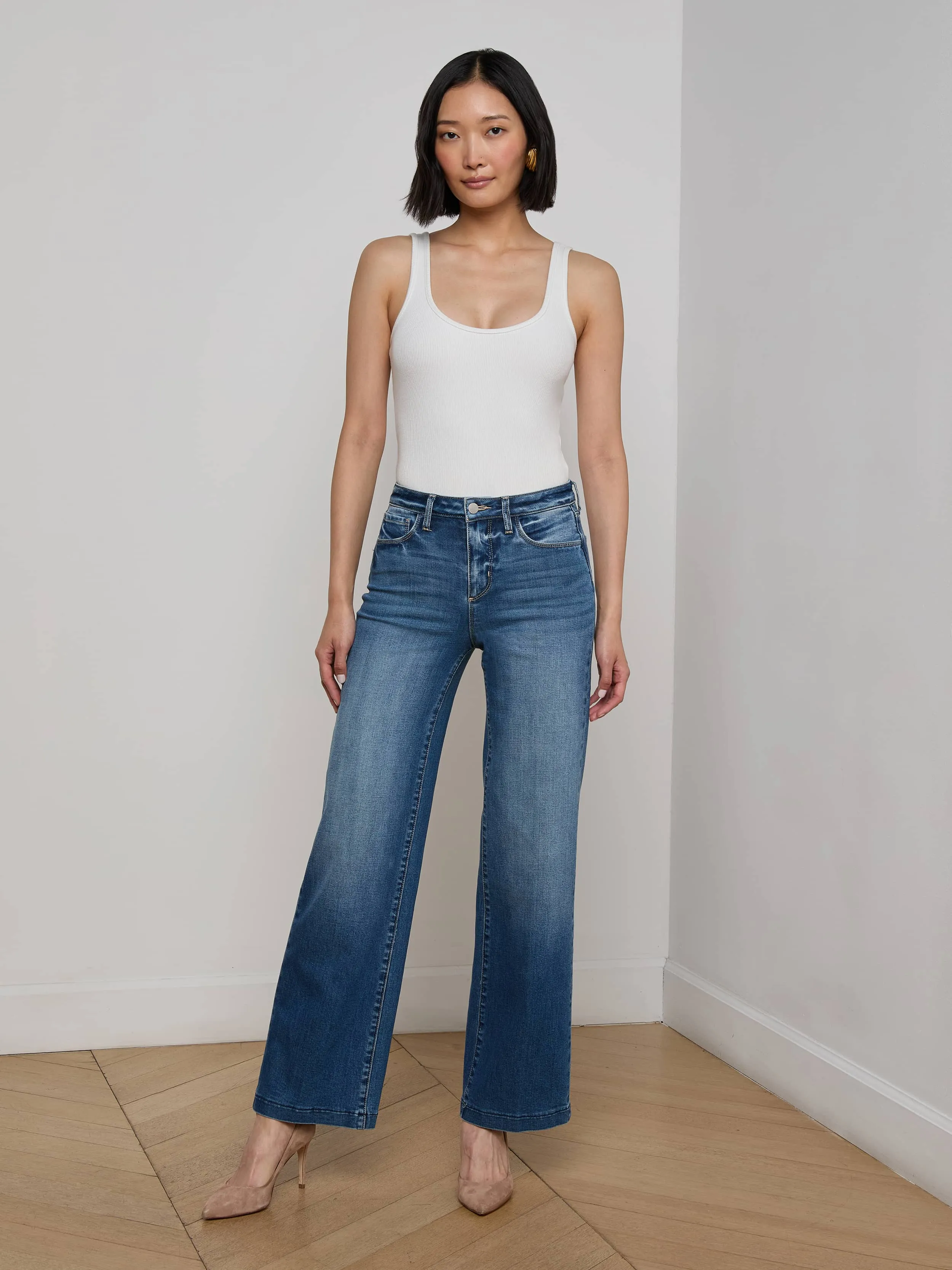 Subtle Detail Weekend Style Stretch Bold Look Scottie Wide-Leg Jean