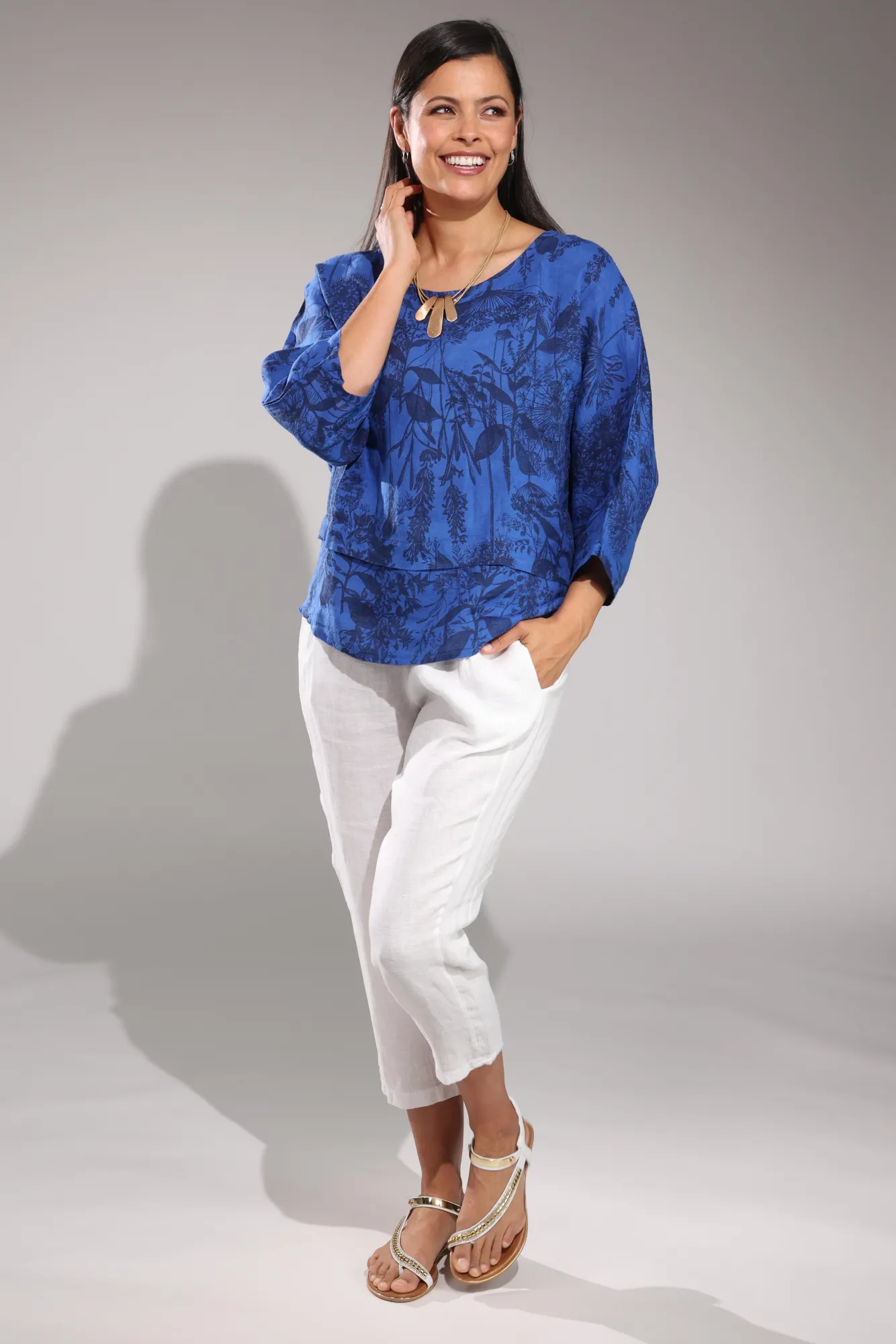 Comfy Ease Made in Italy Mid Calf Pants | WHITE | 0206A1