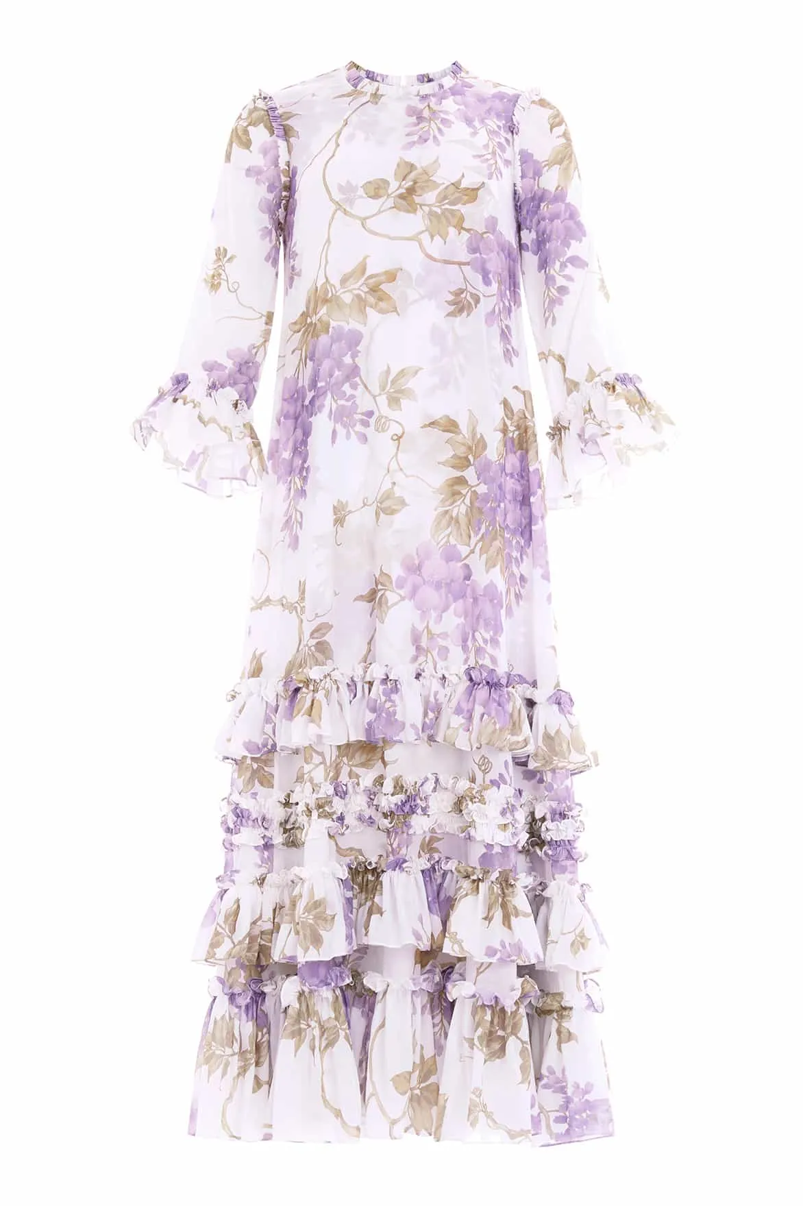 Weekend Edge Wisteria Chiffon Round Neck Ankle Gown