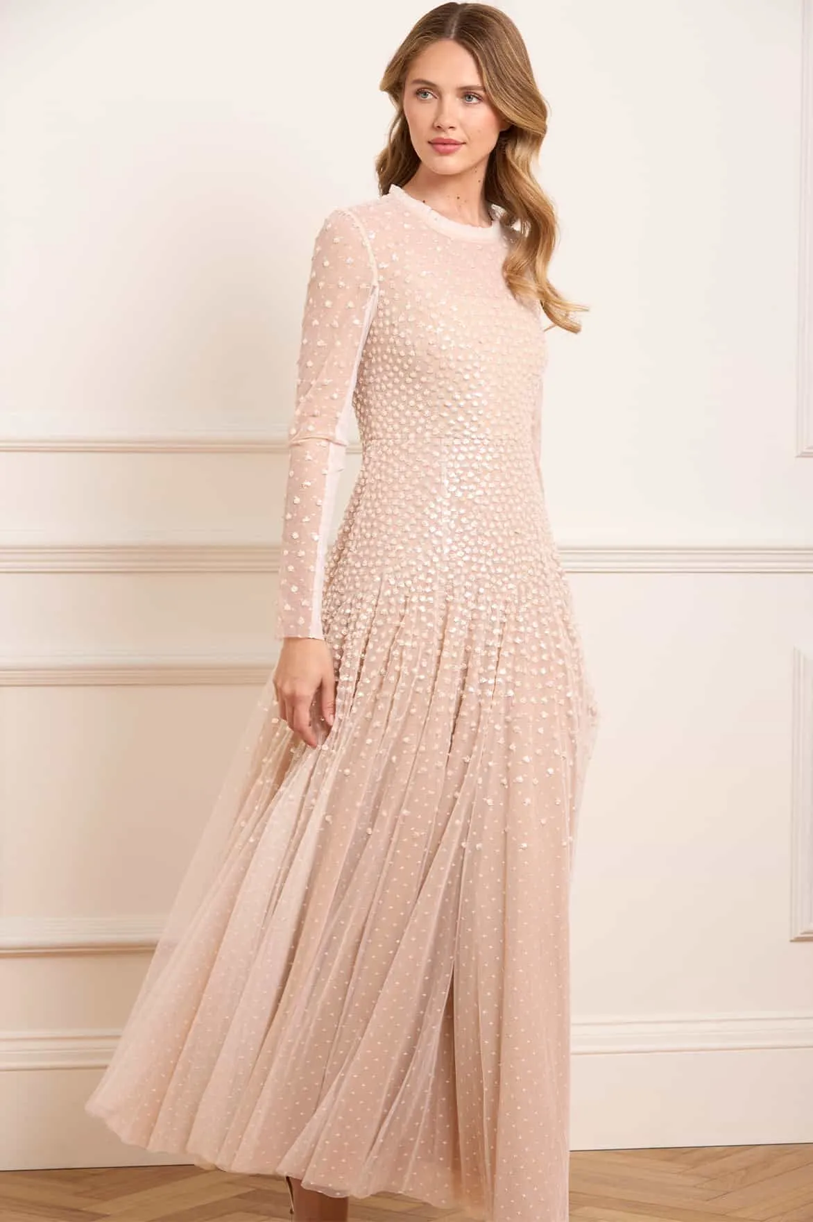 Sequin Cascade Round Neck Gown garden party