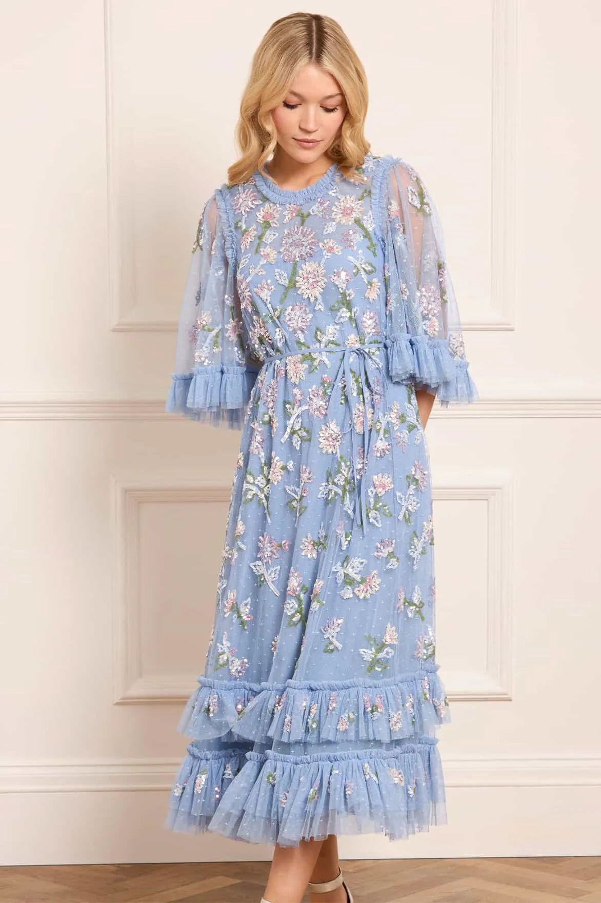 Sleek Silhouette Sequin Dandelion Gloss Ballerina Dress