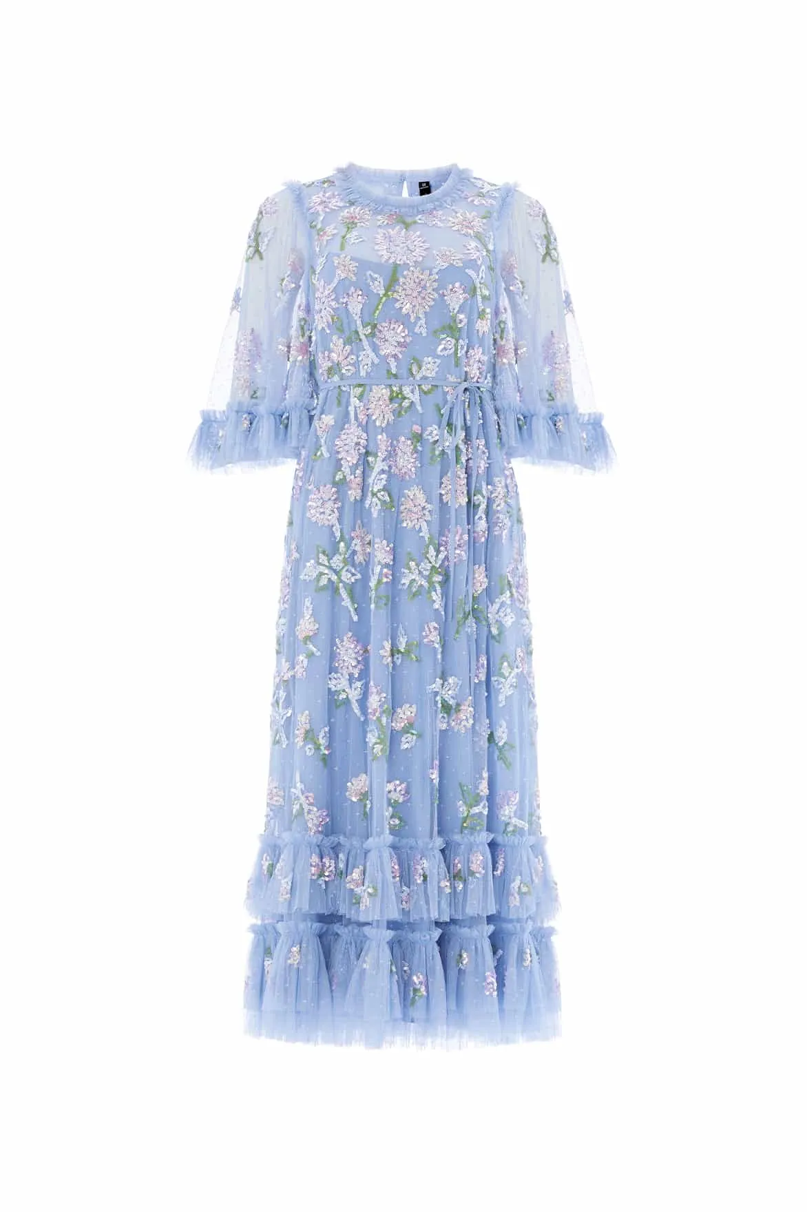 Sequin Dandelion Gloss Ballerina Dress Smocked-Detail Luxe Comfort