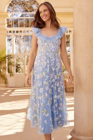 Sequin Dandelion Ruffle Ballerina Dress Stream Cut