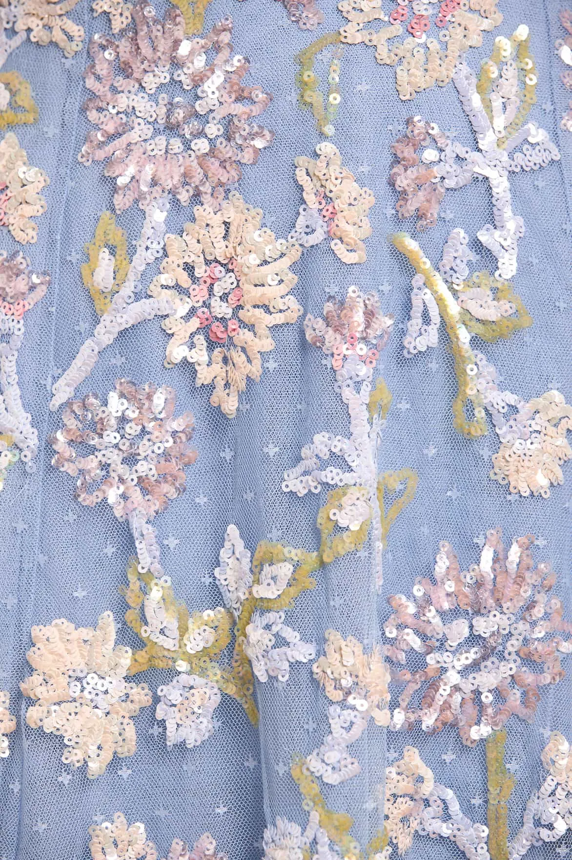 Flexible Mood Relaxed Style Sequin Dandelion Ruffle Ballerina Dress