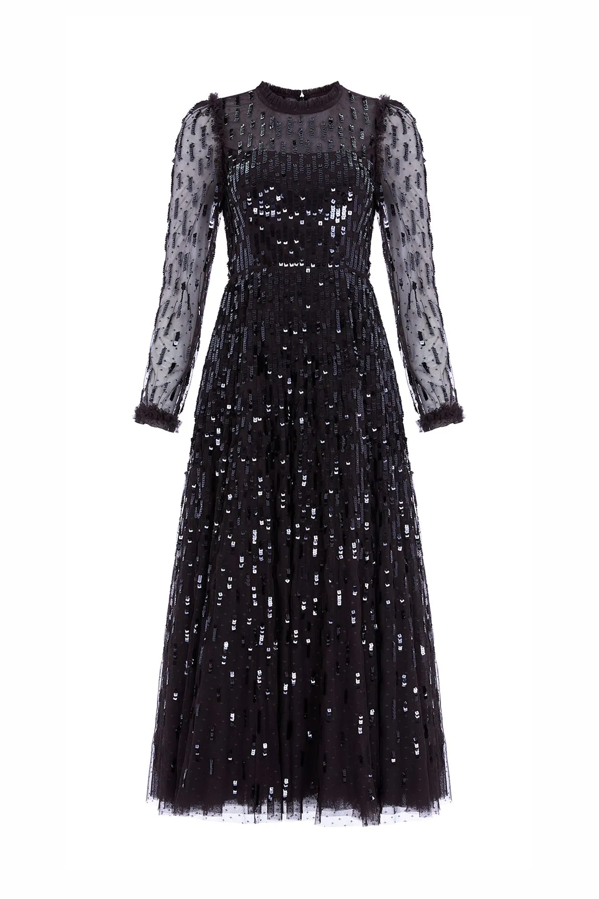 Minimalist-Trend Work Ready Sequin Dash Long Sleeve Gown