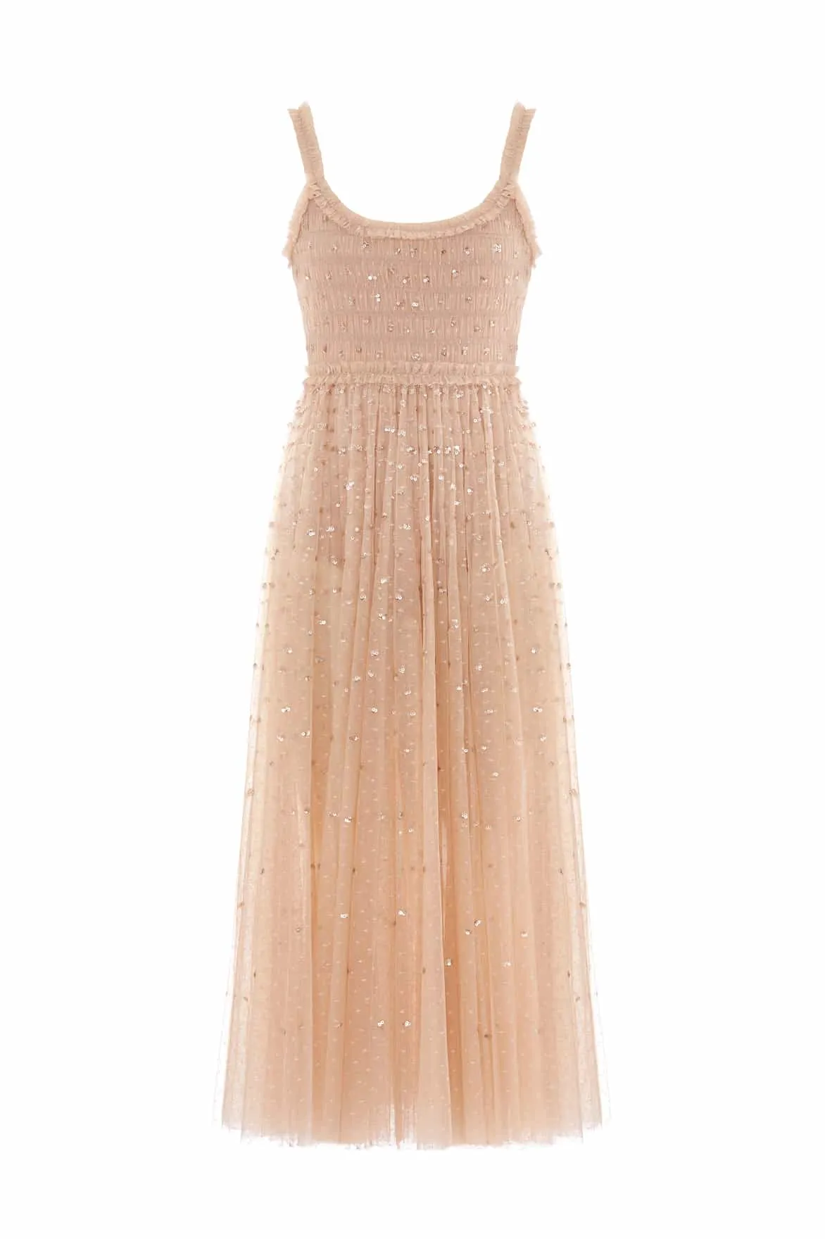 Sequin Giselle Smocked Cami Ankle Gown Smooth Tone