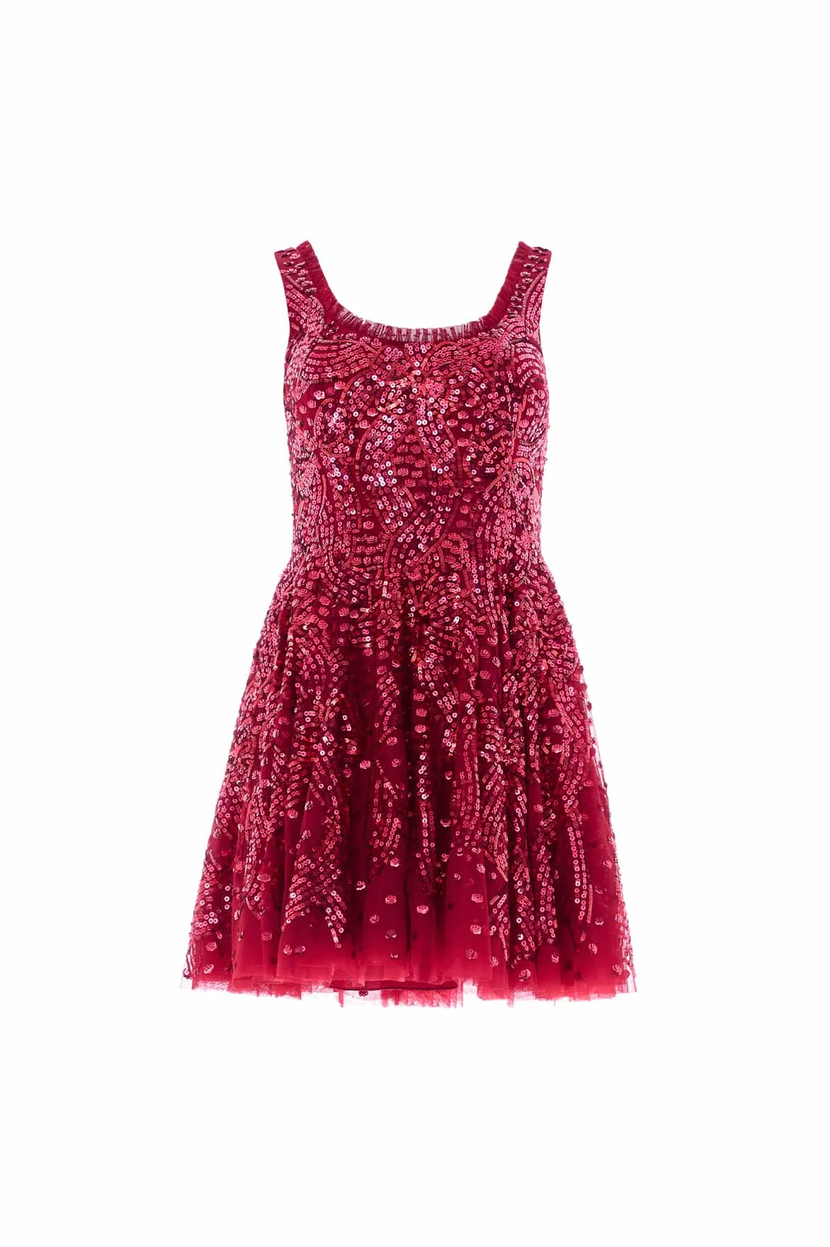 Soft Appeal Sequin Ribbon Scoop Neck Micro Mini Dress