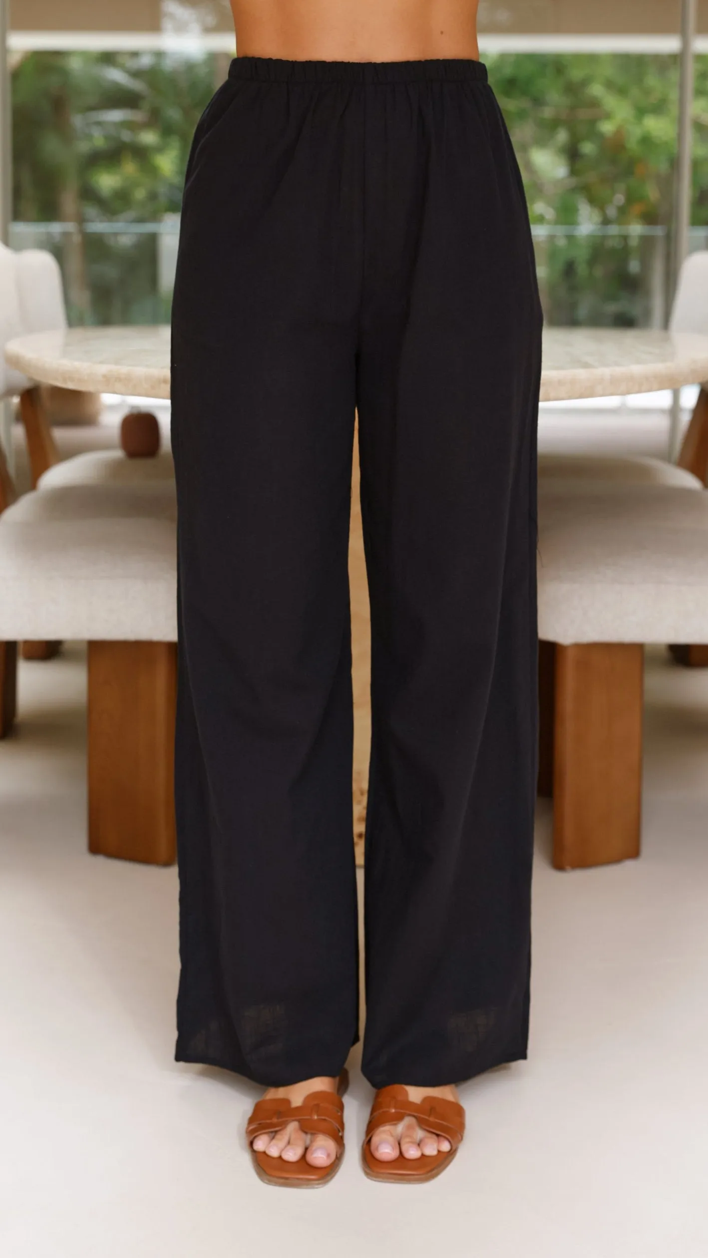 Easy Fashion Sharni Strapless Pleat Top and Pants Set - Black