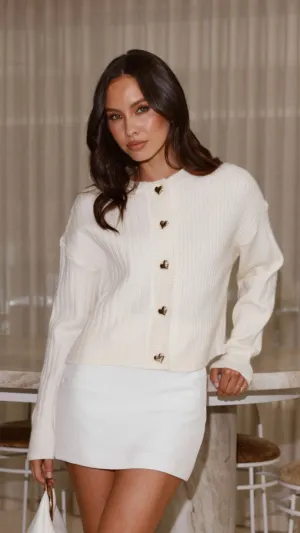Shayna Heart Cardigan - Cream All-Day Fit