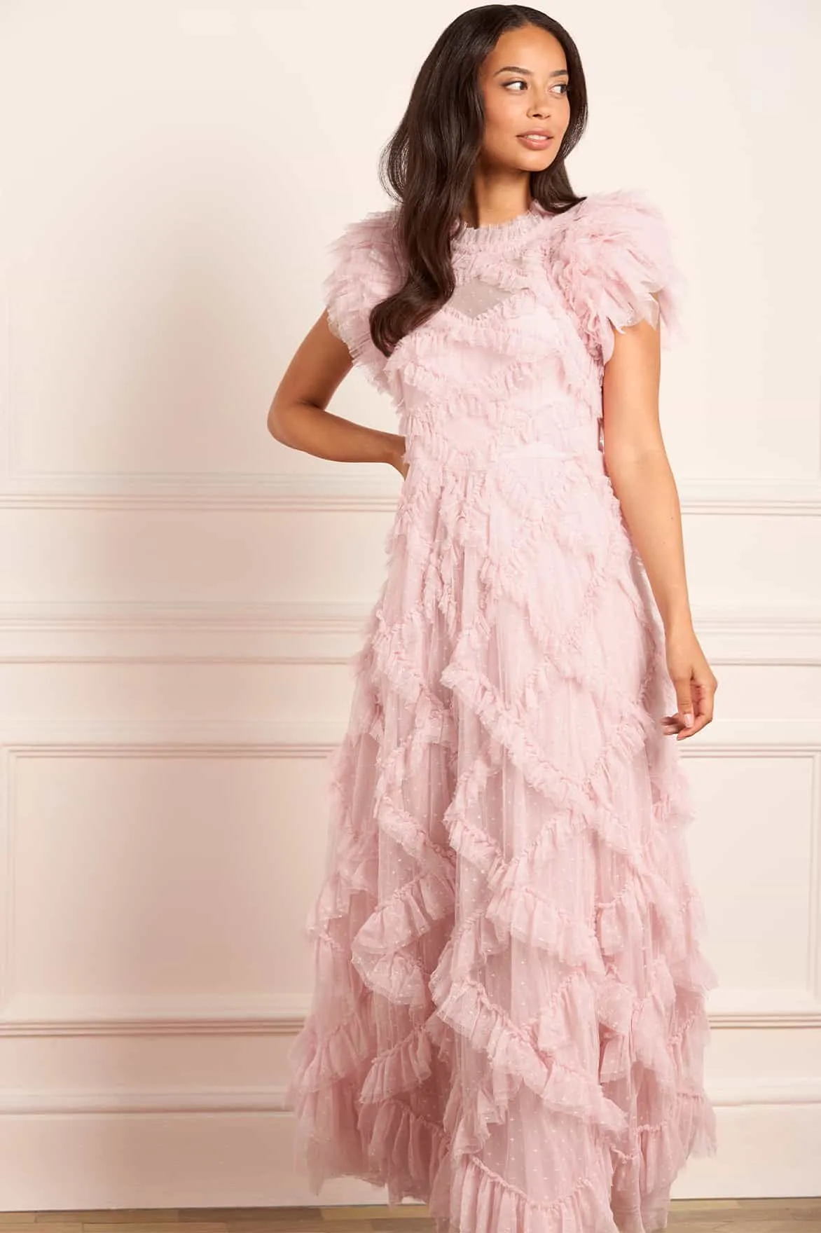 Genevieve Ruffle Gown Feminine flowing piece