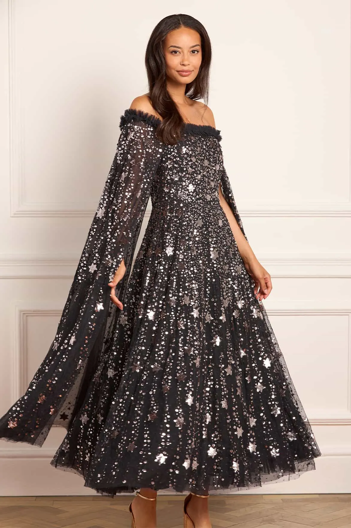 Shooting Stars Cape Ankle Gown Soft Tones