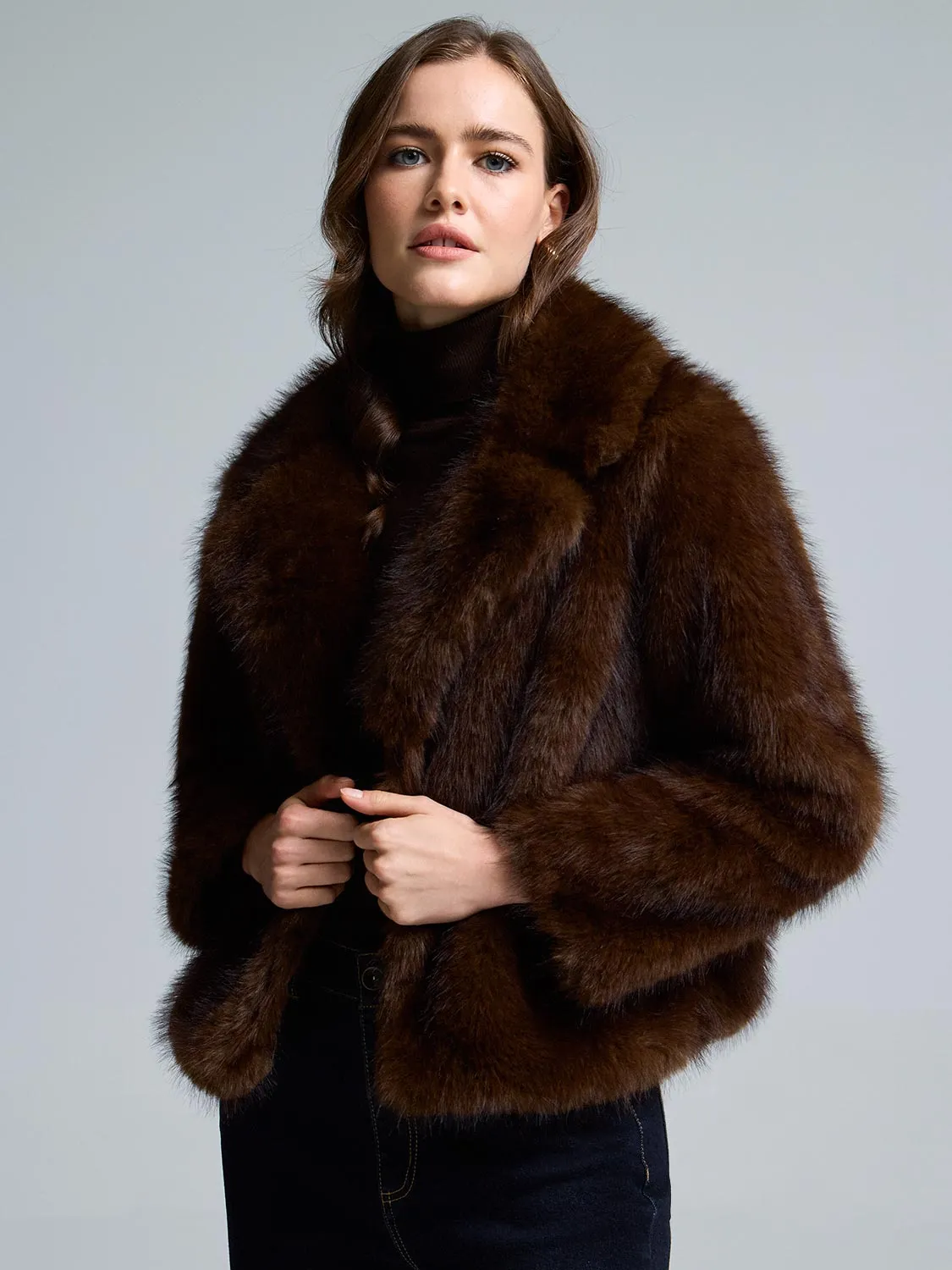 Short Faux Fur Jacket Long Length Reflective Safety Details