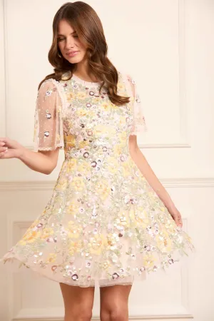 Elina Rose Short Sleeve Mini Dress Elegant Simplicity Formal Style