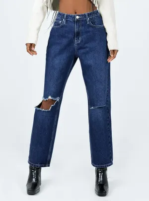 Casual Edge Sporty Look Fairmount High Rise Straight Leg Jean Dark Wash Denim