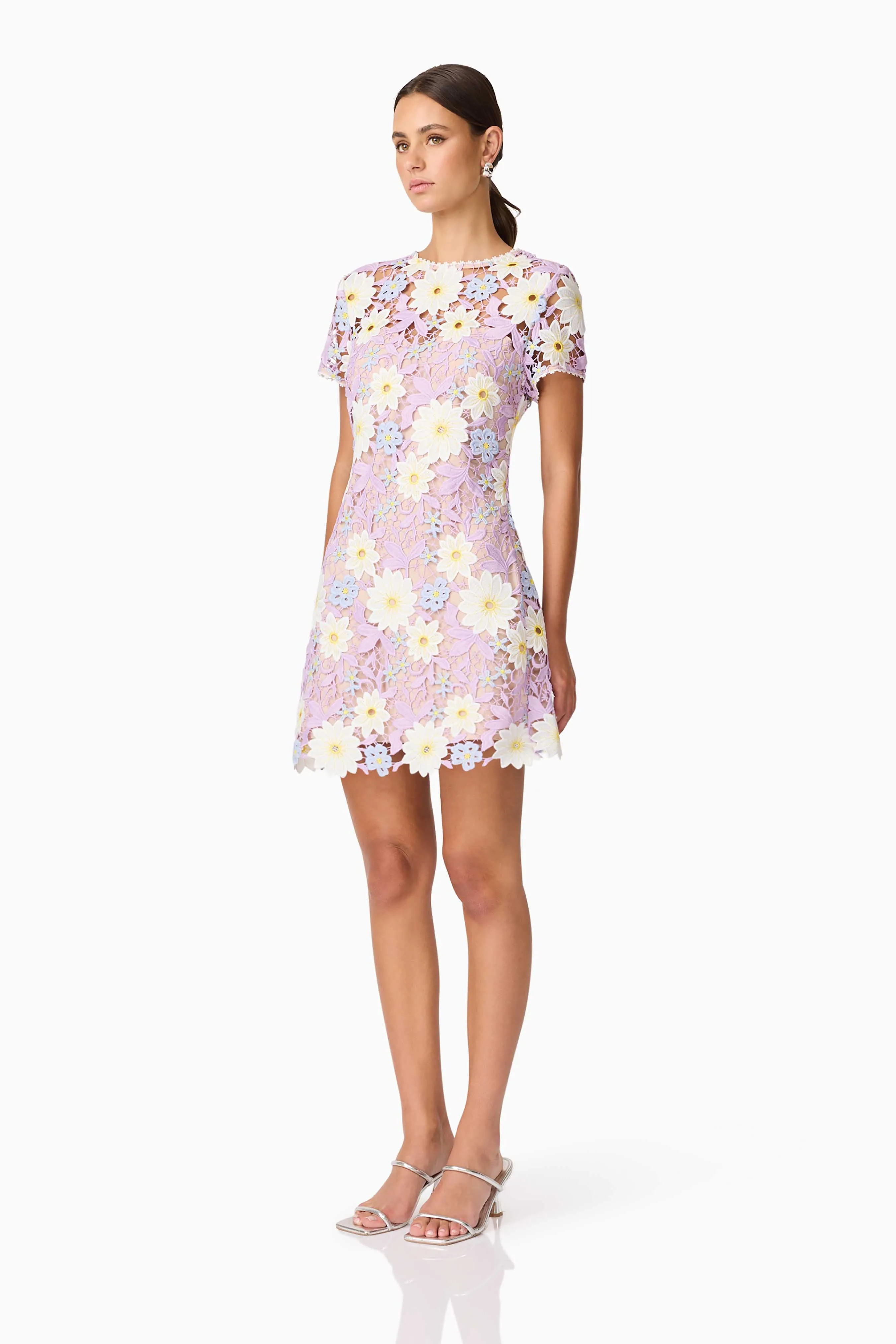 Bare Arm Sigrid Mini Shift Dress in Purple
